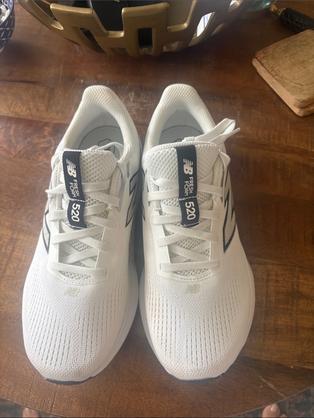 New Balance women’s Athletic Sneakers in White with Black Accents fresh foam 520